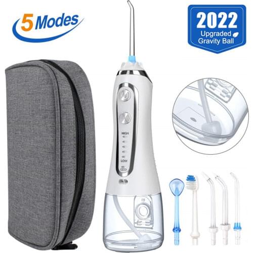 Oral Irrigator 5 Modes Portable 300ml Dental Water Flosser Jet USB Rechargeable Irrigator Dental Water Floss Tips Teeth Cleaner
