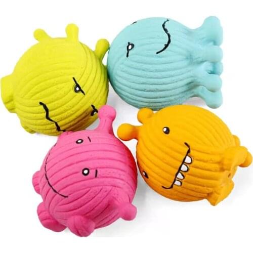 Q-MONSTER Dog Toy Thick Walled Natural Rubber Squeaky Chew Toy for Teeth Cleaning ROCK BAND Interactive Floating Toy for Dog