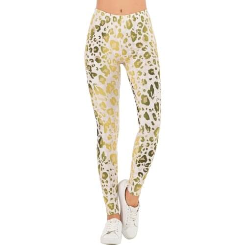 Brands Women Fashion Legging Gold Fluorescence Leopard Printing ombre leggins Slim legins High Waist Leggings Woman Pants