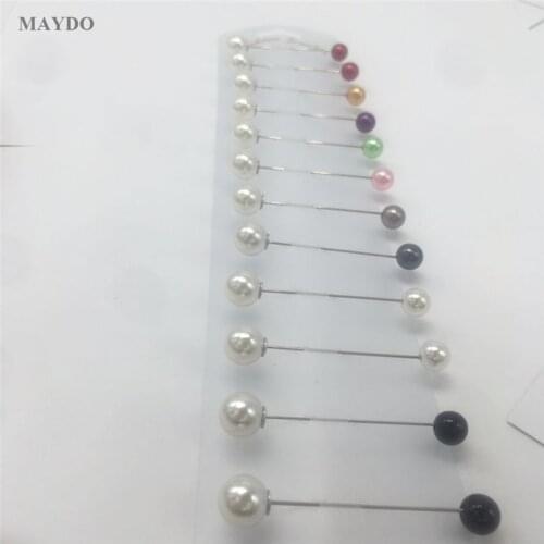 SP145 12pcs/Pack Pin Round Women Safety Imitation pearls Scarf Pin New Hijab Pins Muslim Hijab Brooches Women Brooch