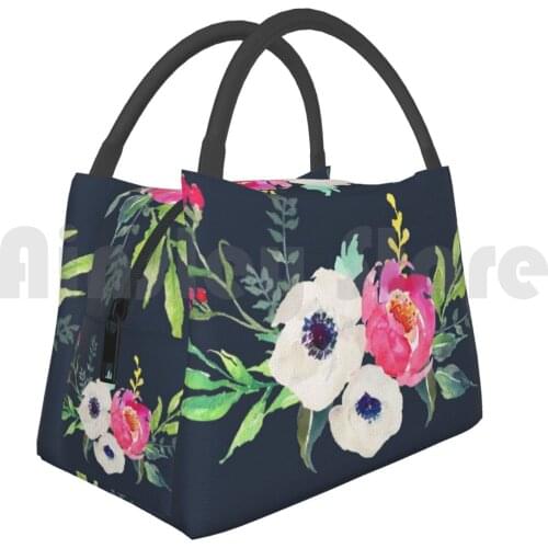 Cooler Lunch Bag Picnic Bag Anemone Peony Watercolor Bouquet Anemone Peony Watercolor Bouquet Wedding Romantic