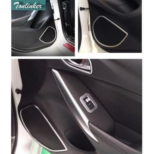 Tonlinker Cover Case Stickers for Mazda 6 Atenza 2014-16 Car Styling 4 PCS ABS matte car door speaker decoration sticker frame