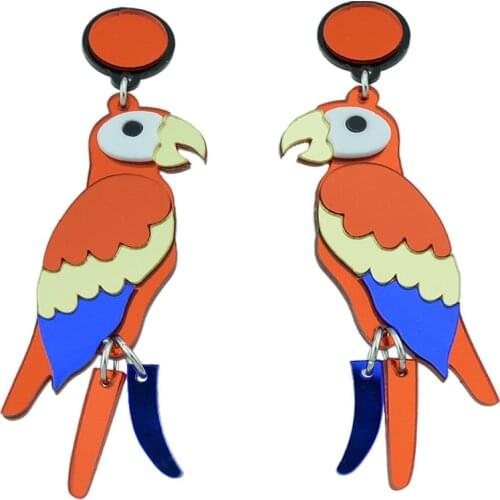 Hanging Long Colorful Acrylic Parrot Birds Drop Earrings For Women Jewelry Brincos Femme Dangle Earrings Jewelry Duftgold