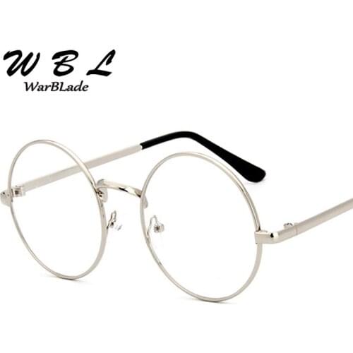 Warblade New Men Round Nerd Glasses Clear Lens Unisex Gold Round Metal Frame Glasses Optical Women Eyeglass Fake Glasses