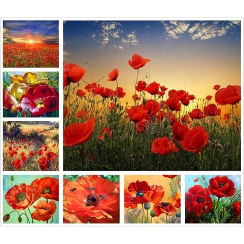 Bright-Colored Tulips Flowers Sea 5D Diy Full Square and Round Diamond Painting Embroidery Cross Stitch Kit Wall Art Home Decor