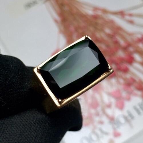 Fine Jewelry Real Pure 18 K Gold Jewelry 100% Natural Green Tourmaline Gemstones 11.7ct Diamonds Males Wedding Fine Mans Rings