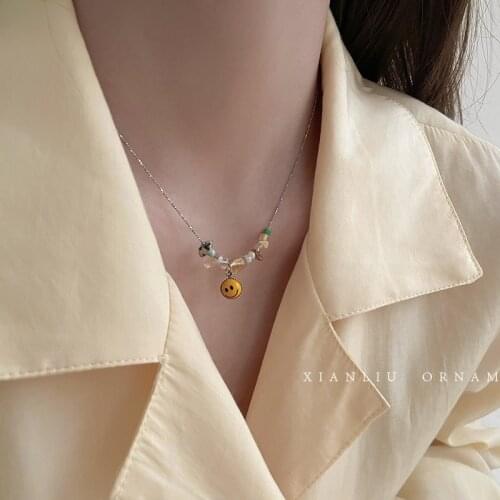 ZDMXJL Smiley Face Necklace Goth Hip Hop Chain Smile Pendant Necklace For Women Men Girl Neck Chain Jewelry Gift Accessories