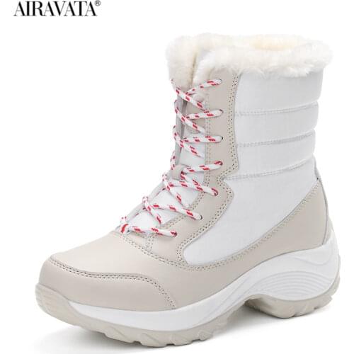 Womens Snow Boots Fashion Winter Warm Shoes Casual Thick Cotton Mid Heel Waterproof Ankle Boots
