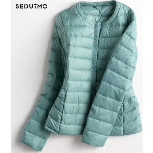 SEDUTMO 2018 Spring Ultra Light Duck Down Jackets Women Plus Size 3XL Down Coat Short Black Autumn Long Sleeve Jacket ED149