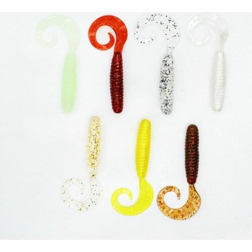 10pcs/lot Soft Silica Grub Wrom Lure Bait Fishing Tackle 4cm Maggot Worm Baits Lure Soft Baits with Circel Tail Leurre Souple