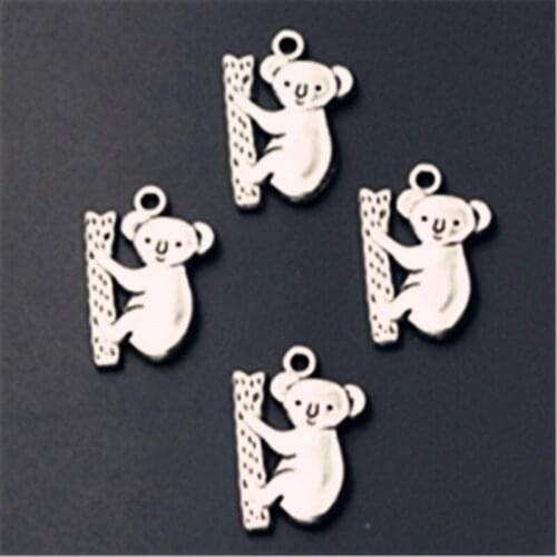 10pcs Silver Color Australia National Treasure Animal Koala Charm Alloy Pendant For Earrings Bracelets DIY Jewelry Making