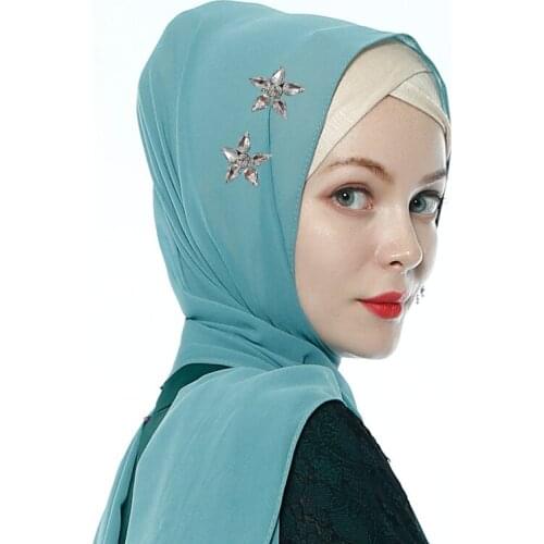 2020 Fashion Women Solid Chiffon Headscarf Ready To Wear Instant Hijab Scarf Muslim Shawl Islamic Hijabs Arab Wrap Head Scarves