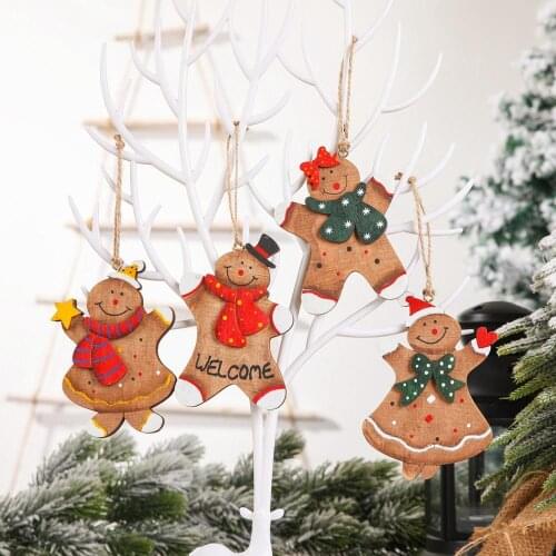 Christmas gingerbread man Christmas decorations Christmas tree gingerbread man pendant Wooden gingerbread man doll pendant 5pcs
