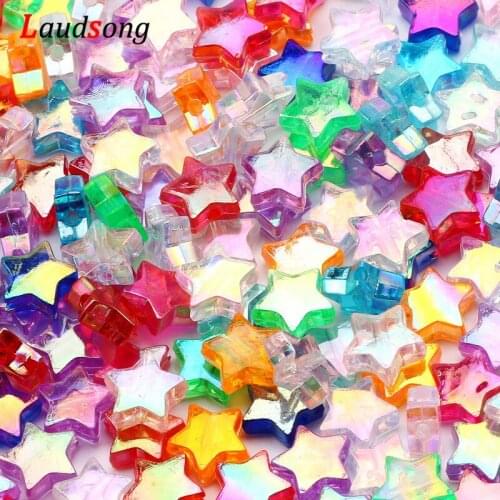 50/100pcs Mixed Color AB Transparent Acrylic Star Loose Spacer Beads For Jewelry Making Bracelet Necklace Diy Crafts Accessories