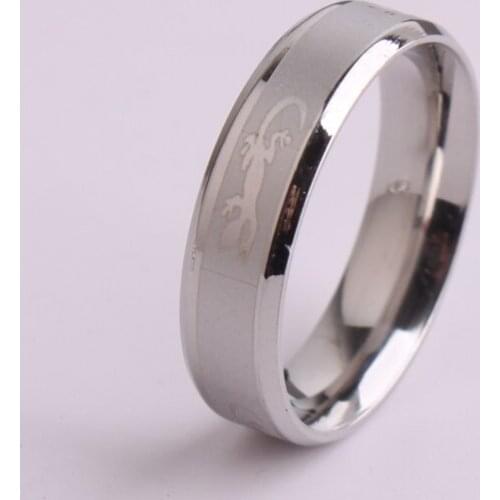 6mm silver color House lizard 316L Stainless Steel finger rings for men wholesale