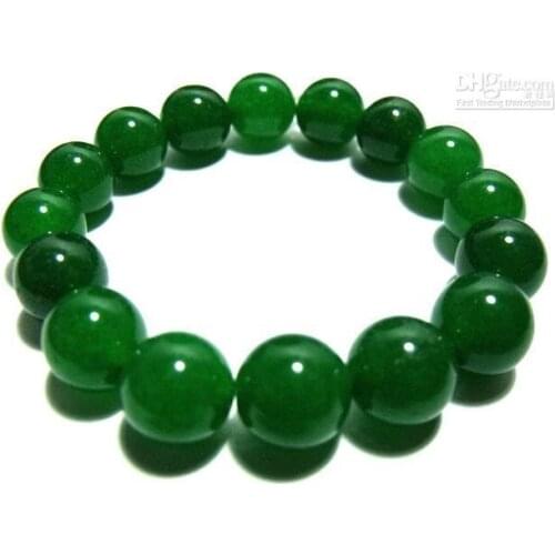 8-12mm Green chalcedony Beads Amulet Bracelet+elastic