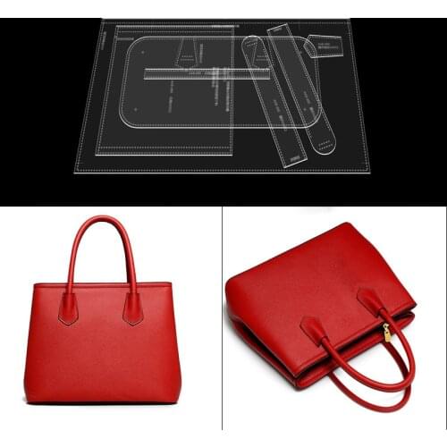 1Set DIY Acrylic Template Fashion Shoulder Messenger Bag Tote Leather Craft Pattern DIY Stencil Sewing Pattern 24cm*30cm*16cm