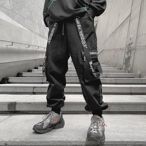 April MOMO 2021 Fall/Winter New Style Youth Mens Loose Leggings Trendy Pants Casual Pants