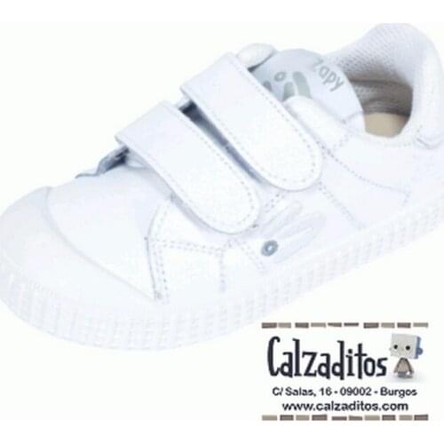 Zapy White washable leather sports with reinforcement in toe