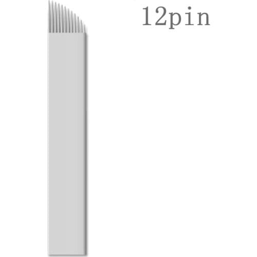 Free Shipping 50 Pcs Microblading Needles 12 pins for Microblading Embroidery Pen Pernement Makeup Eyebrow Tattoo Supplies