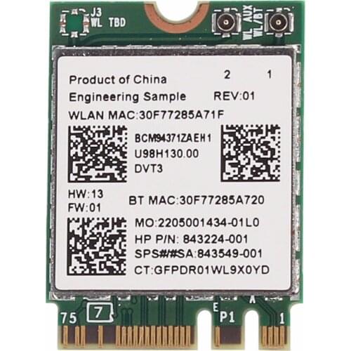 Wireless Adapter Card for For BCM94371ZAE 802.11AC 867Mbps Dual Band NGFF M2 WiFi + Bluetooth4.1 WLAN Card