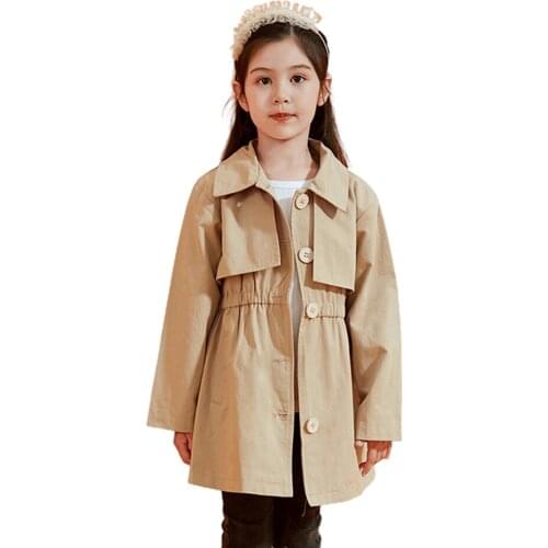 Girls Long Jacket Coat Solid Color Coat Girl Casual Style Childrens Coat Spring Autumn Kids Clothing