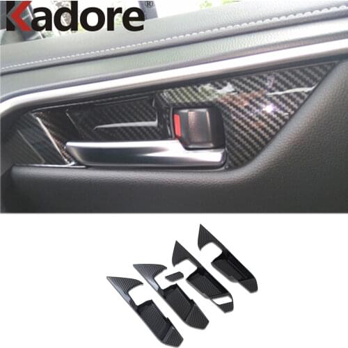 For Toyota RAV4 RAV 4 2019 2020 Carbon Fiber Interior Door Handle Bowl Cover Trims Protection Sticker Accessories Car Styling