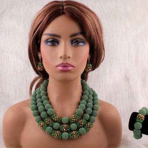 Dudo African Wedding Jewellery Set Bridal Jewelry For Nigerian Women 3 Layers Acrylic Balls And Handmade Crystal Accessories New