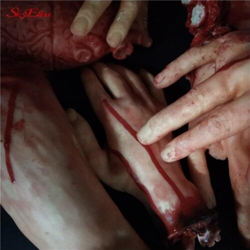 Latex Broken Finger Hand Foot Blood Horror Halloween Decoration Severed Bloody Limbs Hand Novelty Dead Broken Hand Gadgets 5z