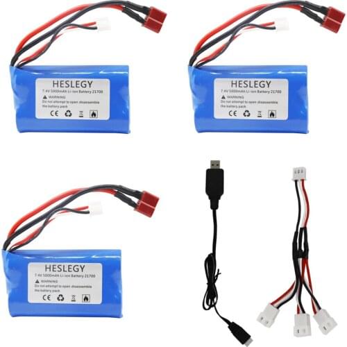 7.4V 5000mAh Lipo Battery with USB Charger cable For Wltoys 12428/144001 RC Cars Spare Parts Accessories 7.4V 2S Lithium battery