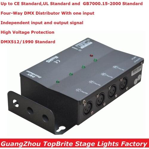 Best Price 1XLot Four - Way DMX Splitter DMX512 Light Stage Light Signal Amplifier 4 Way DMX Distributor For Stage Equipments