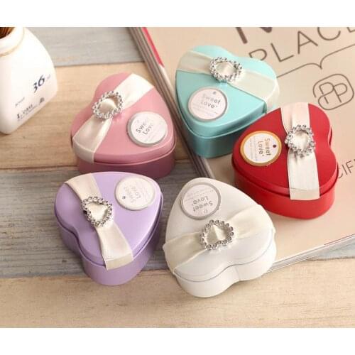 Heart Shape Metal Tin Candy Box Romantic Wedding Birthday Christmas Favors Choclate box Sweets Jewelry gift Wrap party decor