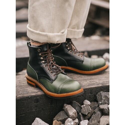 Mens High-top Leather American Retro Tool Boots Winter Boots