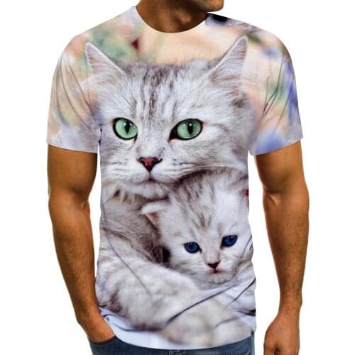 New For 2021 Cool Fashion T Shirt For Men And Women Two Cats Print 3d T-Shirt Summer Short Sleeve T Shirts Male T Shirts#g3