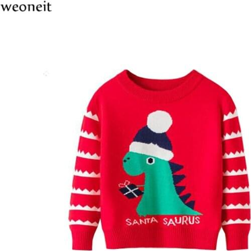 Weoneit Autumn Baby Girls Boys Sweaters Coat Kids Knit Pullovers Tops Baby Boys Girls Cartoon Long Sleeve Sweaters for Christmas