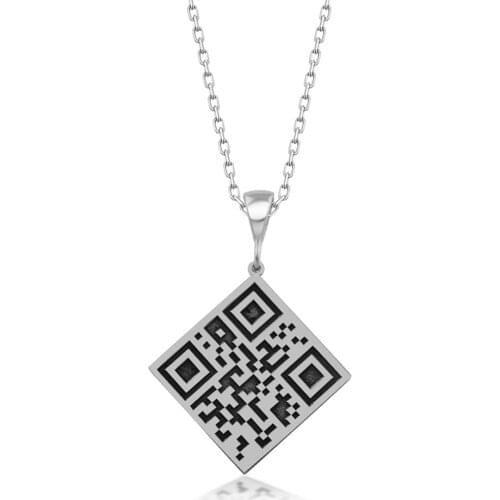 Personalized Mail Square Coded QR Coded Necklace DN283