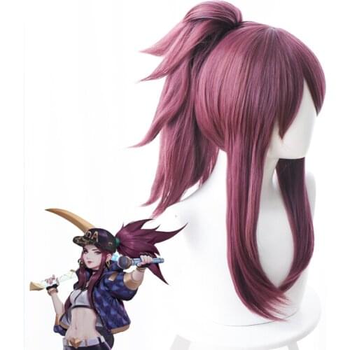 LOL KDA Cosplay Akali Cosplay Wig The Rogue Assassin Akali Wig Halloween Carnival Wigs