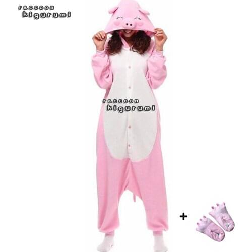 Adults Animal Pajamas Hippo Female Cartoon Pink Pig Onesies Unisex Cosplay Raccoon Kigurumi Kids Unicorn