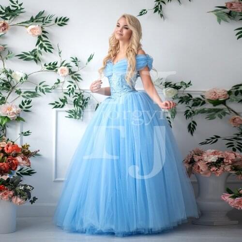 Sky Blue Sweet 16 Dresses Off Shoulder Ball Gown Party Dresses Floor Length Quinceanera Dress vestido de 15 anos