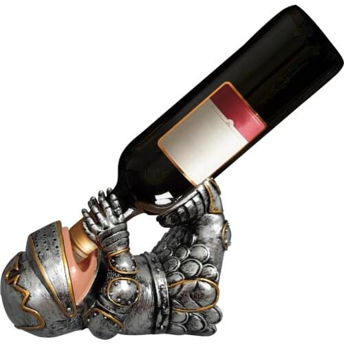 Knight Wine Bottle Holder Resin Medieval Knight Wine Bottle Rack Resin Upport Shelf Home Ornaments Wine Bottle Can Organizer