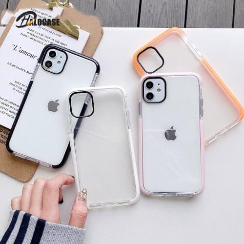 Luxury Shockproof Phone Case For iPhone 11 Pro Max XR XS Max 7 8 Plus X SE2020 Soft TPU Solid Color Clear Phone Back Cover Coque