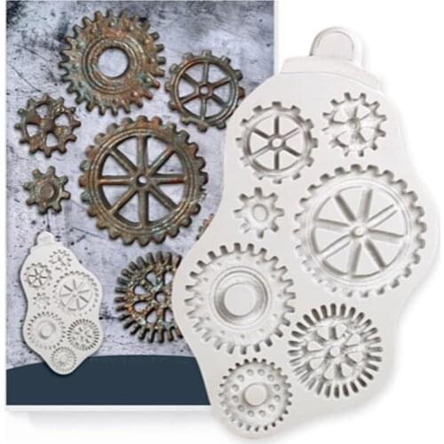 Rusty Gear Silicone Fondant Resin Sugarcraft Mold For Pastry Cup Cake Decorating Kitchen Tool