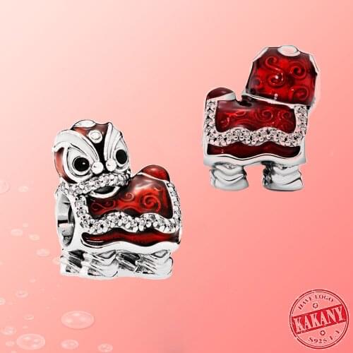 High Quality 925 Sterling Silver Chinese Lion New Year Charm Original Diy Jewelry Suitable For Original Style Charm Bracelet