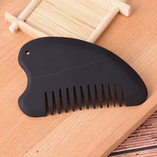 1PCS Black Bian Stone Guasha Comb Energy Gua Sha Board Acupuncture Massage Relaxation Tool No Static Health Care Hair Brush
