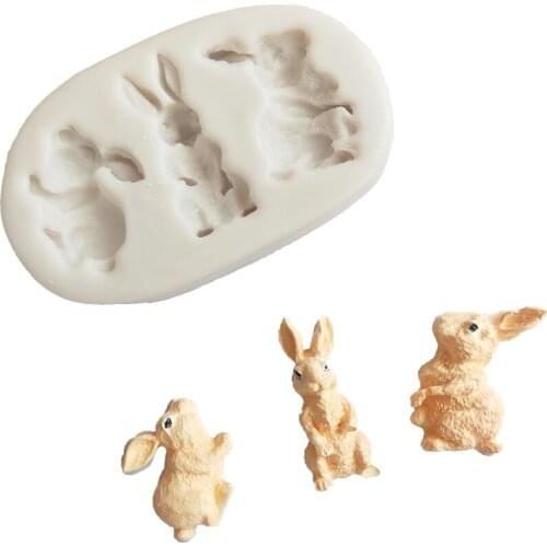 Rabbit Fondant Cake Silicone Mold Decoration Tool Chocolate Mold Cake Gumpaste Mold Soft ceramics Kitchen Cooking Tools