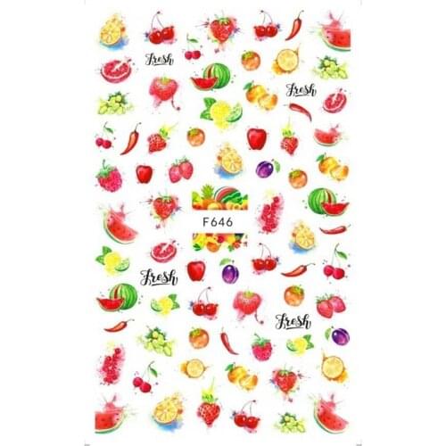 SUPER THIN SELF ADHENSIVE 3D NAIL ART NAIL SLIDER STICKER SUMMER PLANT FRUIT WATER MELON ICE CREAM BEACH F644-650