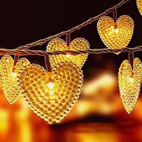 Led Pearl Hearts Light Fairy String for Birthday Room Decoration Girl Heart Wedding Holiday Light Bulb Lantern Firefly Lights