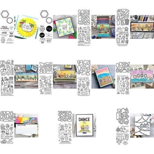 Cutting Dies match Clear Stamps Elves Dogs Camel Unicorn Camping Tent Carpet Bicycle Car Scallop Circle Frame DIY Craft 2021 New