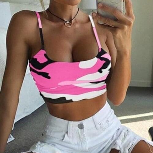 Women Camis Fashion Camouflage Print Summer New Crop Top Fashion Clubwear Vest Tops Women Sexy Off Shoulder Camisole