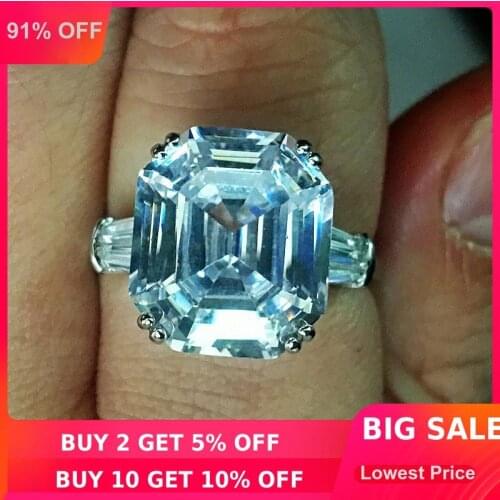 Choucong Luxury Promise Ring Emerld cut 8ct AAAAA cz 925 Sterling Silver Engagement Wedding Band Rings for women Bridal Jewelry